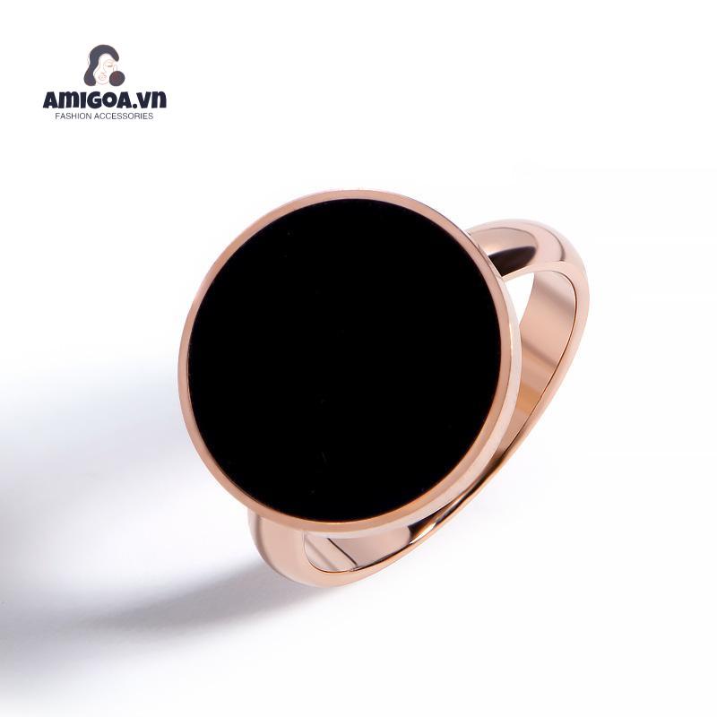 ✨✨Nhẫn Thép Titan Màu Đen Bóng Không Phai Màu Đơn Giản Phóng Khoáng Không Phai Khi Đi Du Lịch