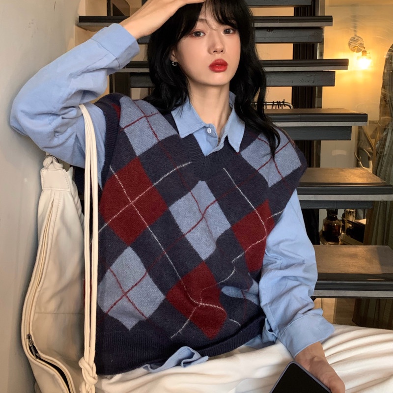 Áo dệt kim không tay phong cách Hàn Quốc thời trang cho nữ