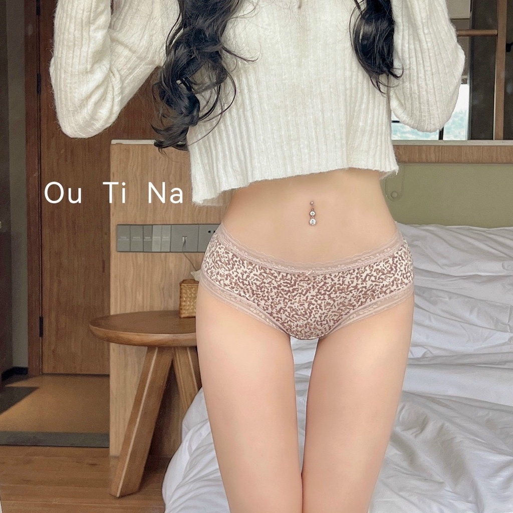 Quần lót nữ thun lạnh da báo, quần sịp cao cấp viền ren QB02