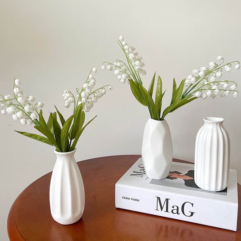 BÌNH GỐM - lọ hoa MINI - decor - gốm sứ bát tràng- hoa khô cao 17cm