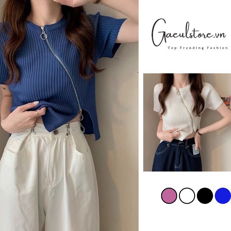 Gaeul store- Áo Len Quảng Châu Kéo Khoá Chéo trước