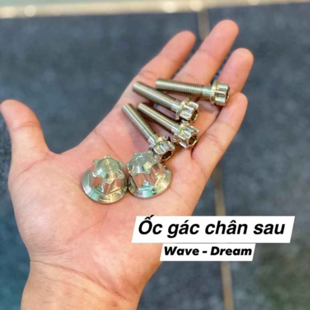 Salaya TBT : Bộ Ốc Gác Chân Sau Inox 304 Dành Cho Wave Dream Bảo Hành Trọn Đời