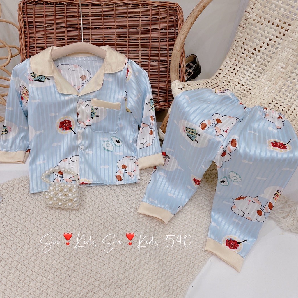 Đồ bộ Pijama dài tay chất gấm họa tiết cực xinh mặc nhà cho bé Namkidshop (V535)