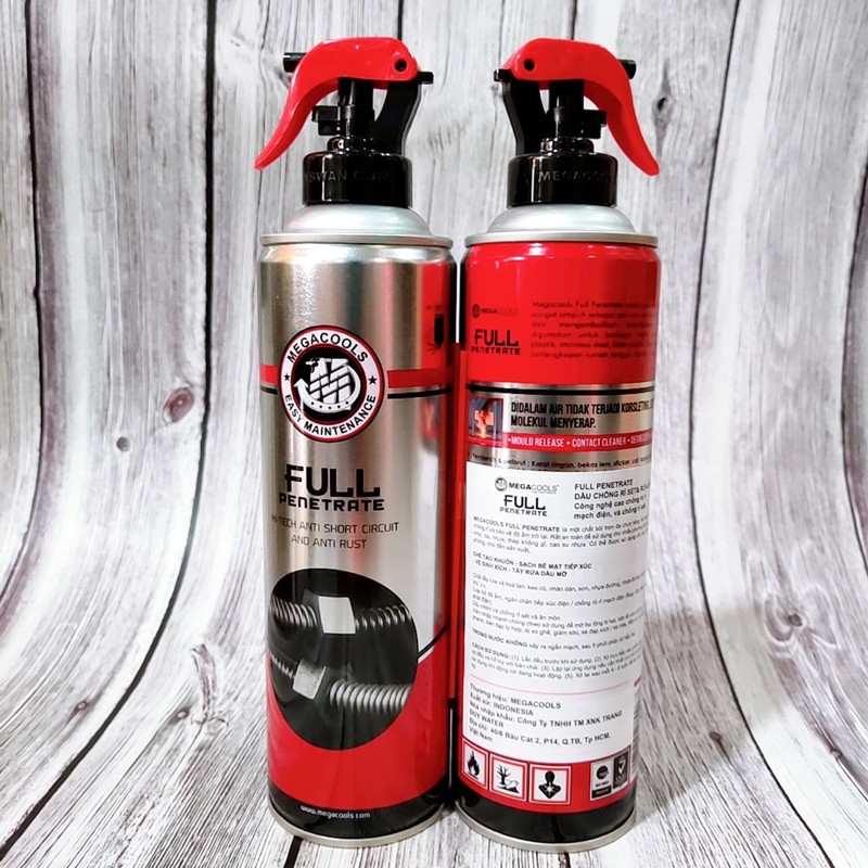 Chai xịt chống rỉ sét & rửa sên, vệ sinh xích công nghệ cao Megacools Full Penetrate 500ml