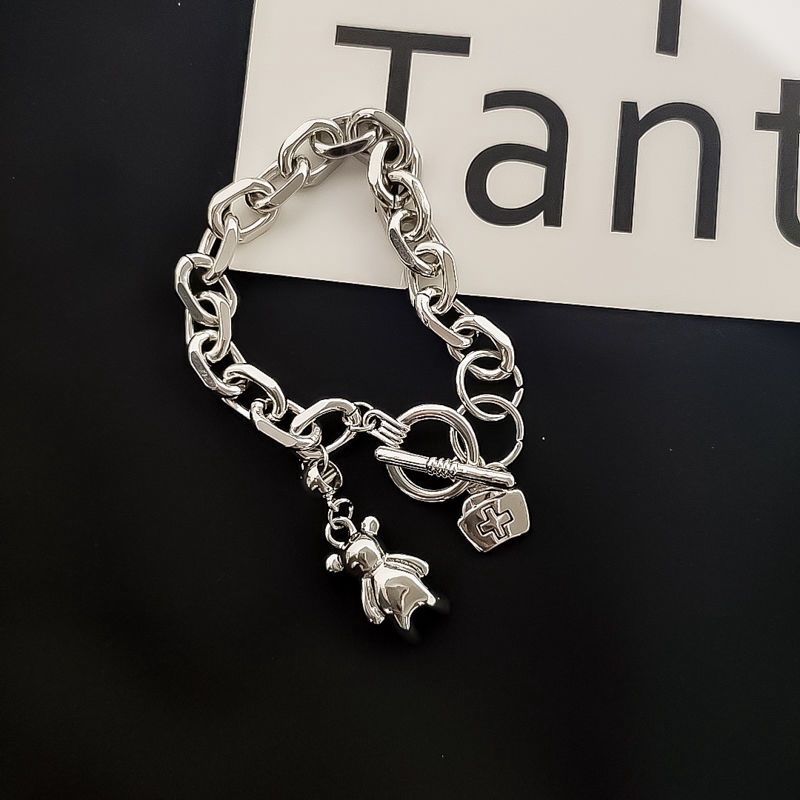 Vòng Tay Kim Loại Mặt Hình Gấu Phong Cách Punk 22208