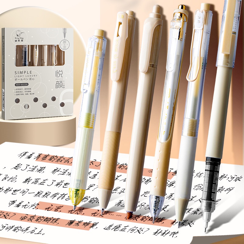 Set 6 Bút Bi Mực Đen Ngòi 0.5mm Sang Trọng