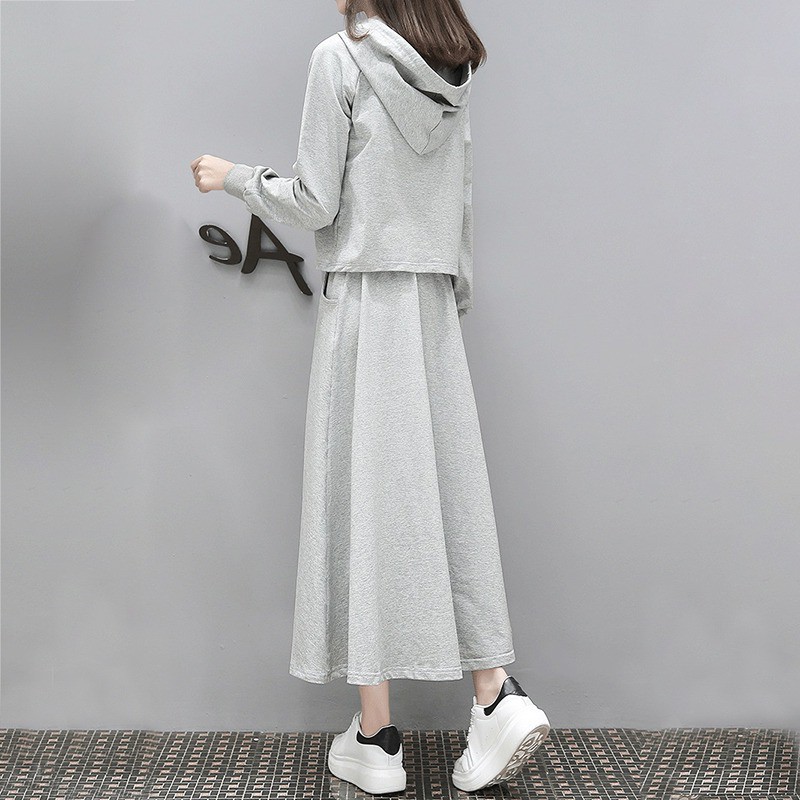 [Baywellfashion]Autumn New Loose Casual Letter Print Women Sets Fashion Trend Hooded Top Ankle-length Skirt 2 Pieces Sets | BigBuy360 - bigbuy360.vn