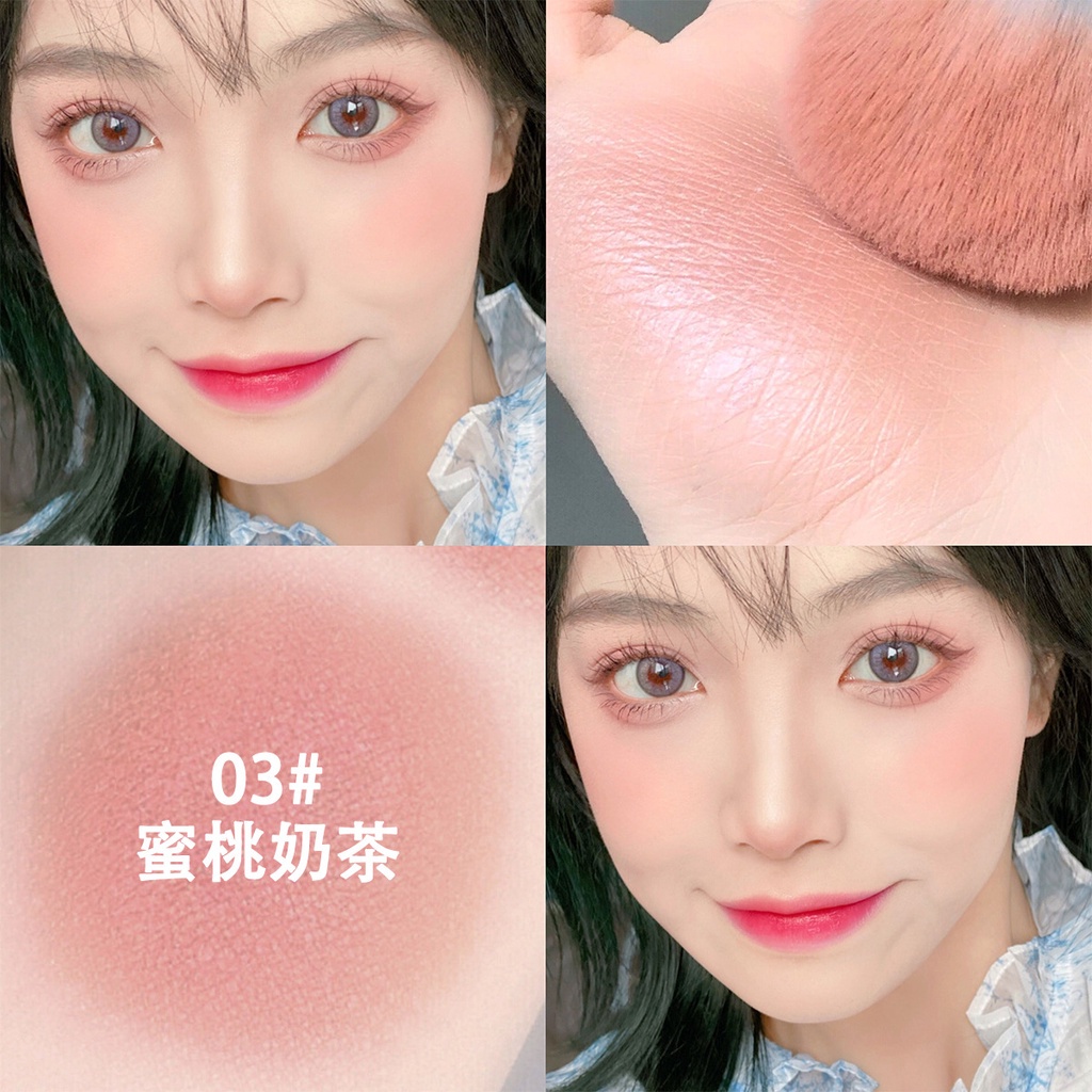 Phấn má hồng đơn sắc mềm mịn 6 màu tùy chọn kiềm dầu kháng nước lâu trôi có gắn gương PM 117