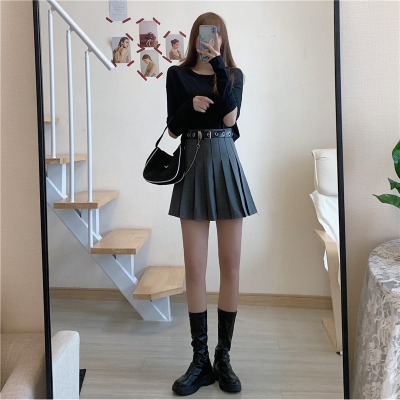 [SẴN] Chân váy xếp ly Ulzzang Quảng Châu VVN18 (kèm dây nịt) | BigBuy360 - bigbuy360.vn