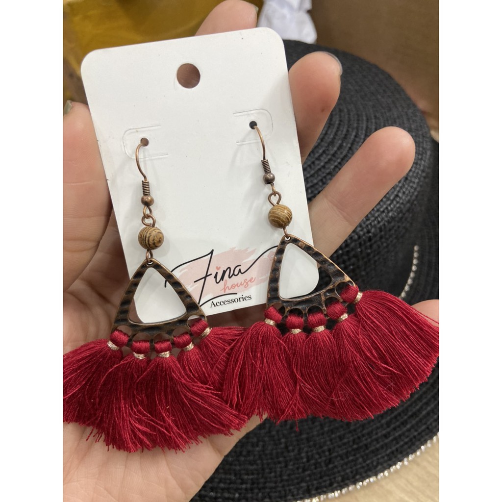 Khuyên tai tua rua phong cách bohemian mẫu mới 2021