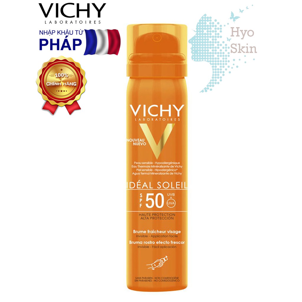 [CHÍNH HÃNG] Xịt Khoáng Chống Nắng Giảm Dầu, Khô Thoáng & Không Gây Nhờn Rít VICHY IDEAL SOLEIL HAUTE PROTECTION SPF50