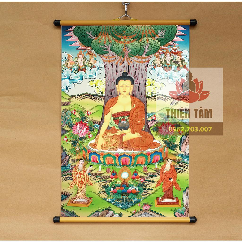 Tranh Mật Tông Thangka Tây Tạng 40x60cm bằng vải phủ bóng cao cấp dày dặn