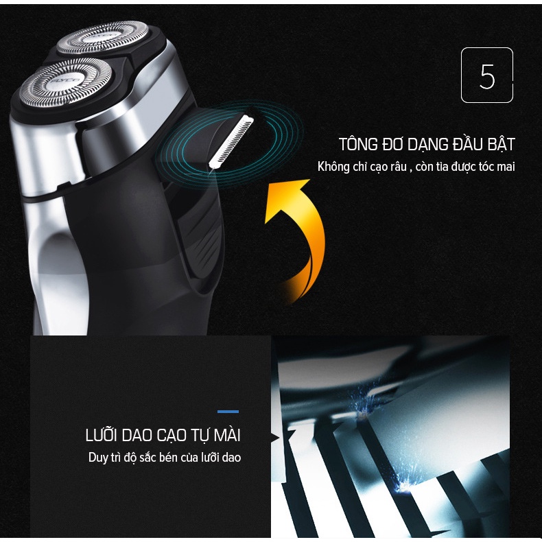 Máy Cạo Râu Flyco FS879VN 2 Lưỡi Kép Thân Máy Kháng Nước Sạc Nhanh 1 Giờ - Hàng Chính Hãng