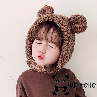 Mũ Len Trùm Tai Giữ Ấm Màu Trơn Cho Bé