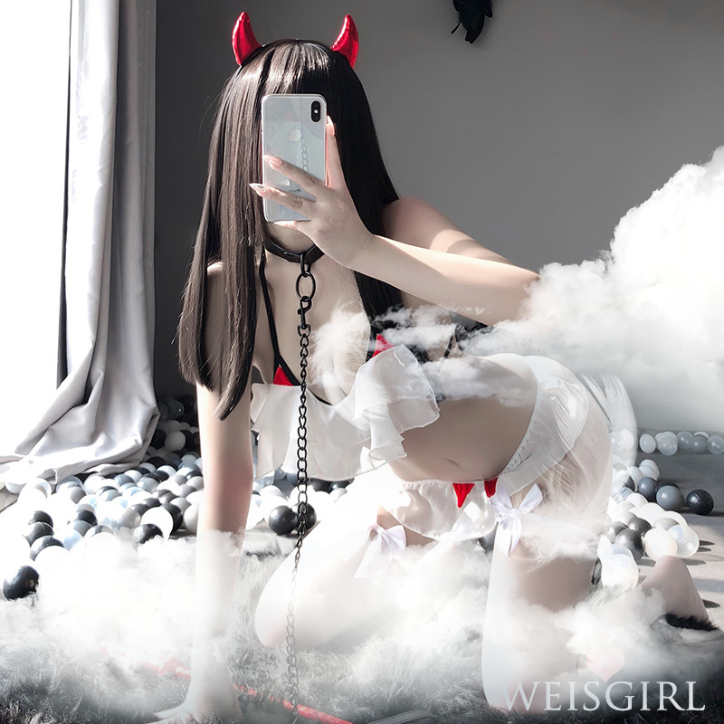 Set Đồ Lót 3 Món LEOSOXS Hóa Trang Cô Gái Ác Quỷ Thời Trang Gợi Cảm Cho Nữ