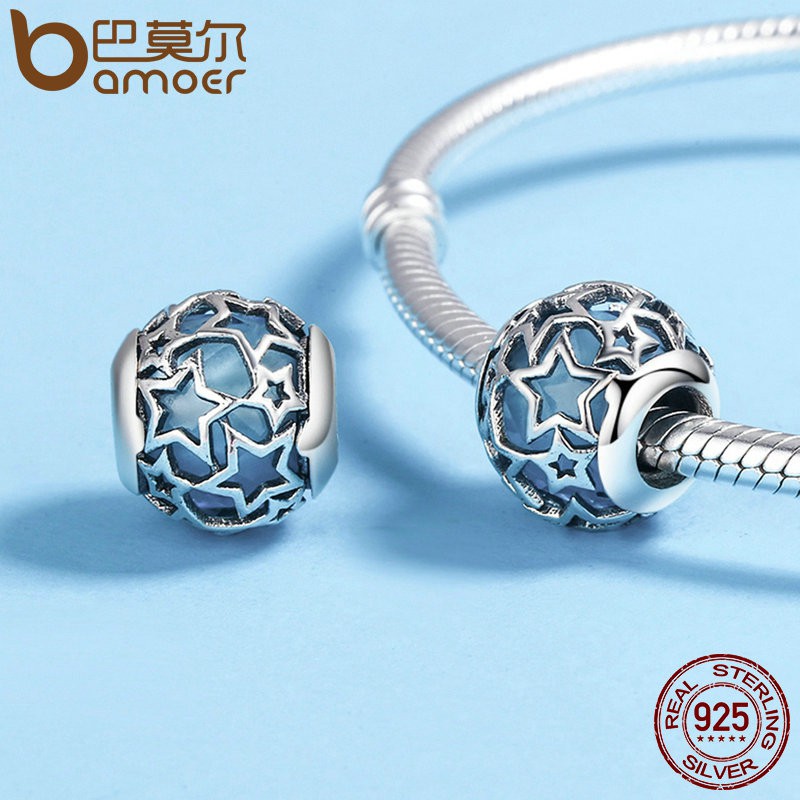 Hạt charm phối dây BAMOER PAS205 chất liệu bạc 925 10 màu thời trang