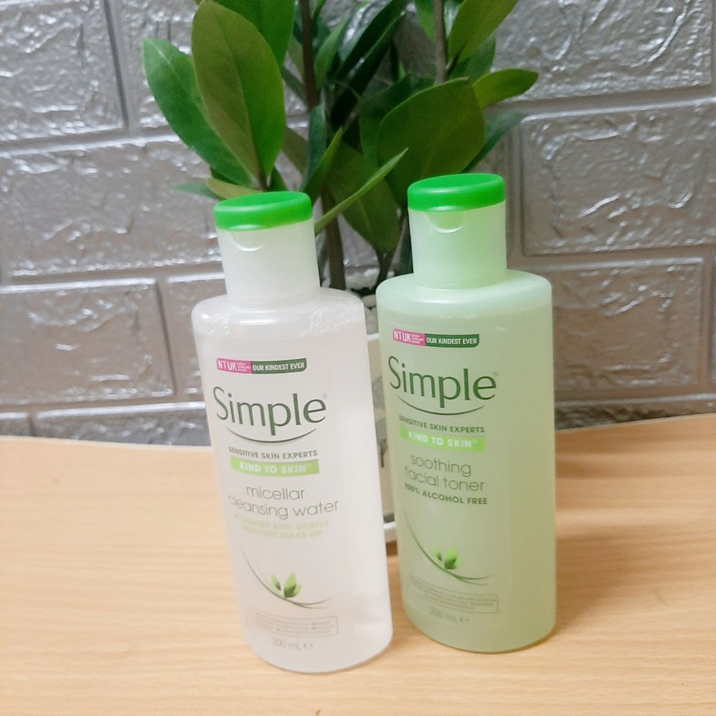 [L&amp;V] Combo Da Sạch Sâu SIMPLE Nước Tẩy Trang Micellar 200ml + Sữa Rửa Mặt Refreshing 150ml + Nước Hoa Hồng 200ml