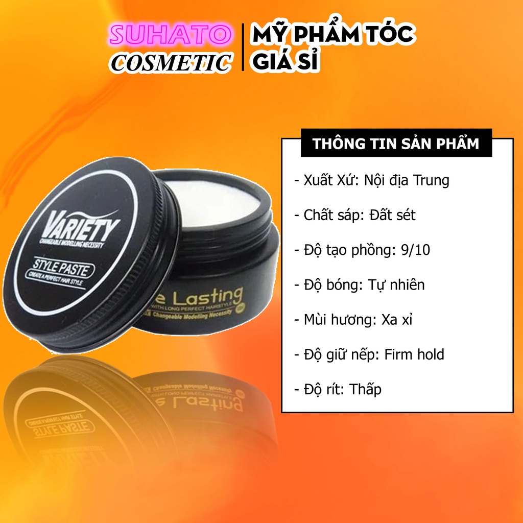 Sáp vuốt tóc nam Variety Mattle Lasting & Gôm xịt tóc + Tặng lược - Keo & wax vuốt tóc chính hãng MN06