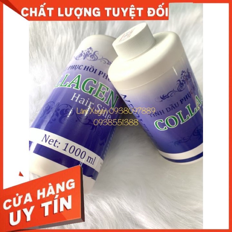 [FREESHIP] Tinh dầu serum phục hồi phủ lụa 1000ml pha hoá chất uốn duỗi nhuộm phủ bóng TVF màu xanh bảo vệ tóc bóng tóc