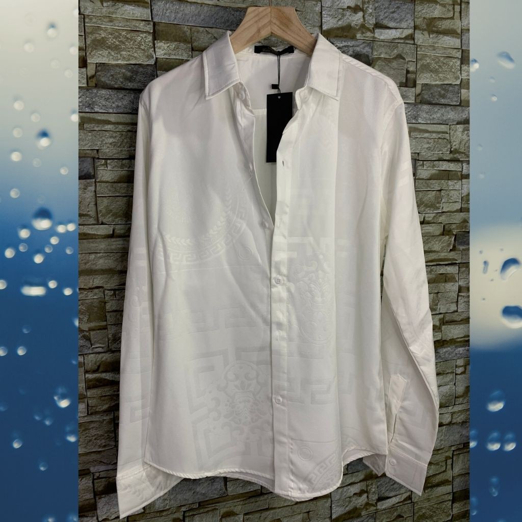 Áo Sơ Mi Nam Dài Tay Chất Lụa Phối Họa Tiết Dập 3D Xám Chìm (kèm hình thật)-shopgiare1995 | BigBuy360 - bigbuy360.vn