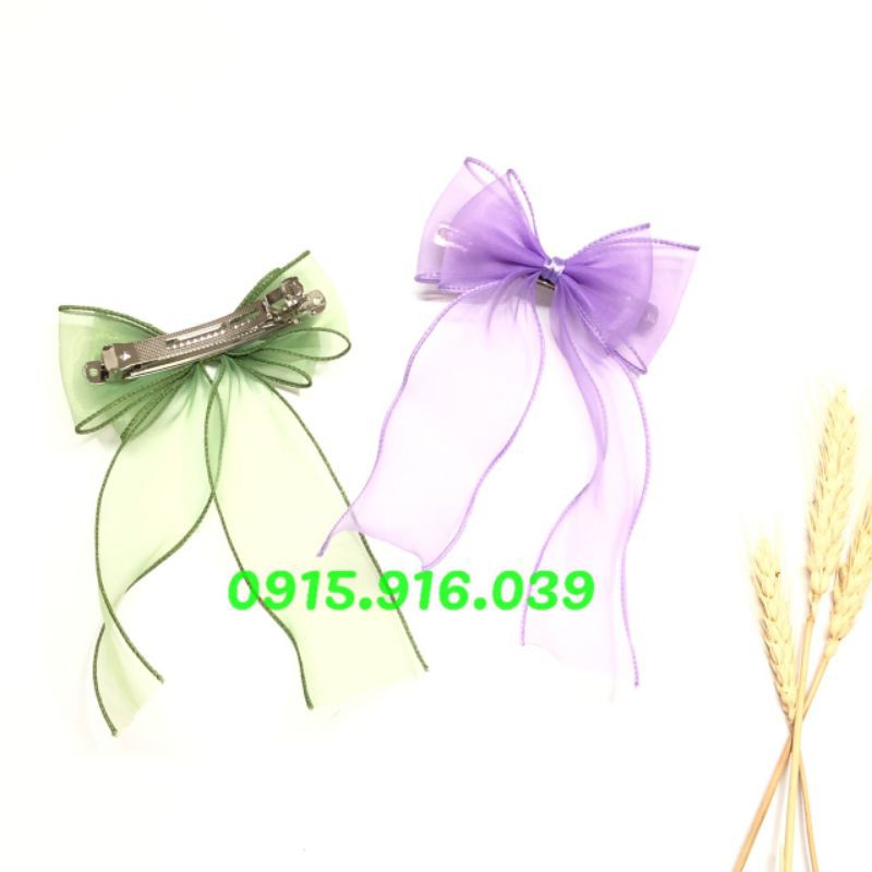 Kẹp Tóc Nơ Lượn Sóng Chất Voan, Kẹp tóc nơ tiểu thư dài xinh đẹp và sang chảnh