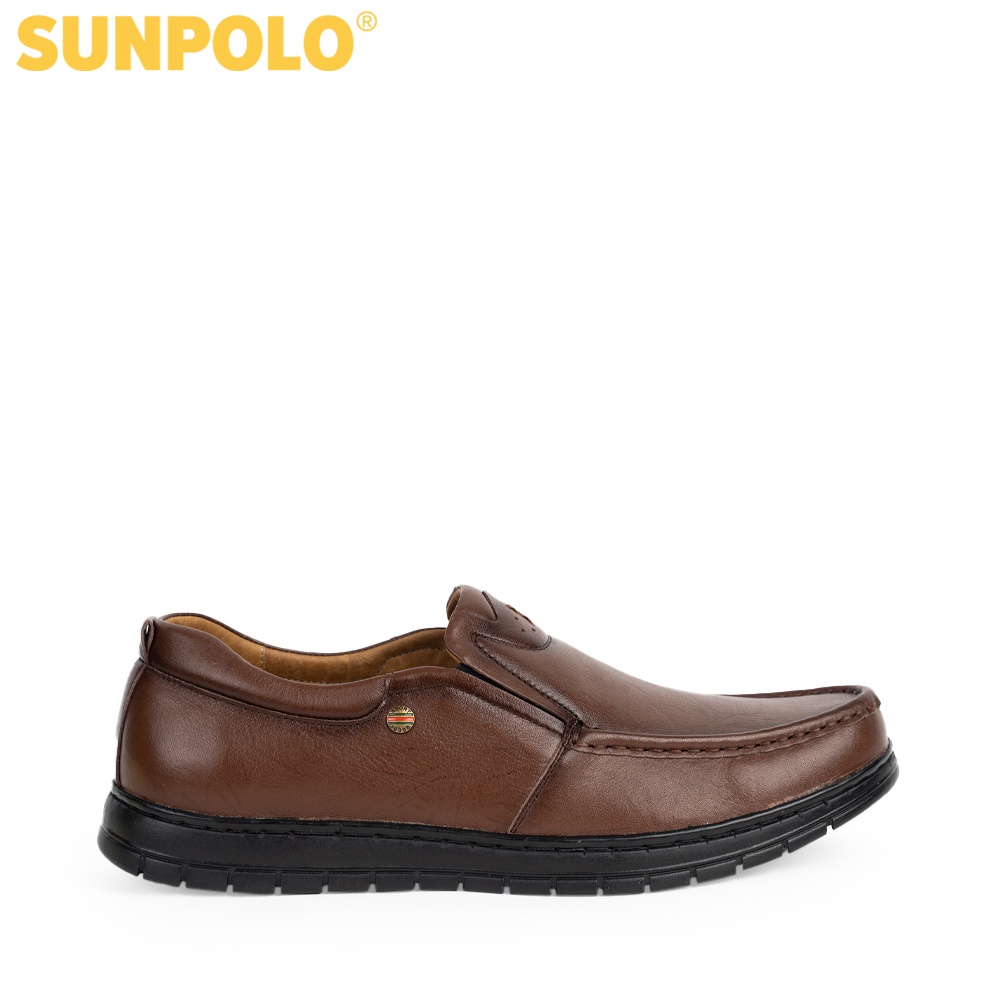 Giày lười nam Da bò cao cấp SUNPOLO đi làm công sở, đi chơi Màu Nâu - CS5074