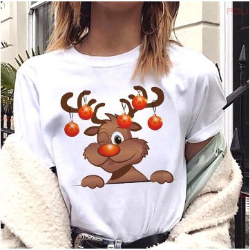 Áo thun in hình ông già Noel tuần lộc áo thun nam nữ - áo in  theo nhu cầu