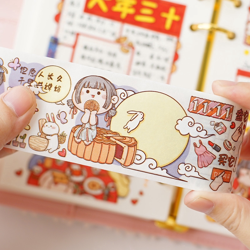Mochi nhỏ Cuộn băng dính washi in hình nhân vật hoạt hình 20 kiểu thiết kế tươi tắn dễ thươngToàn bộ băng keo