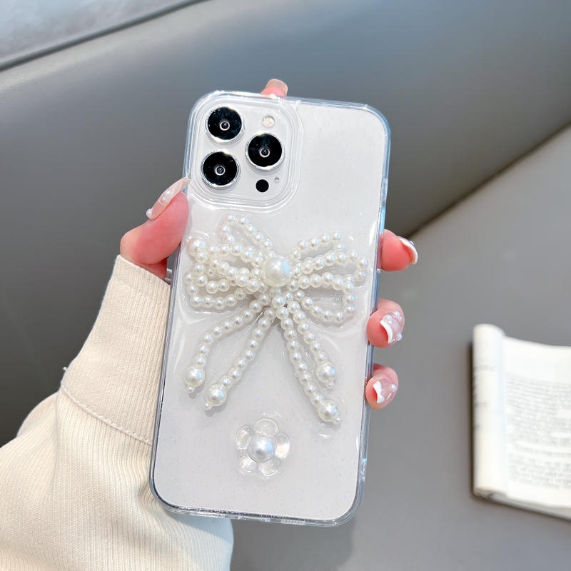 Ốp Điện Thoại Mềm Trong Suốt In Hình Nơ 3D DIY Cho iphone 13 Pro Max 11 12 Pro Max Apple X XR XS Max 7 8 plus
