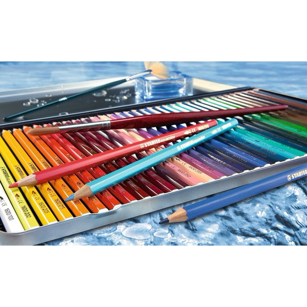 [DA ĐEN] Chì Màu Nước Stabilo Aquacolor 36 Màu Hộp Sắt (Made In EU)