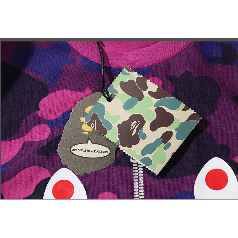 BAPE Áo Thun Chất Liệu Vải Cotton Có Thêu Hoạ Tiết Cổ Điển Tay Ngắn