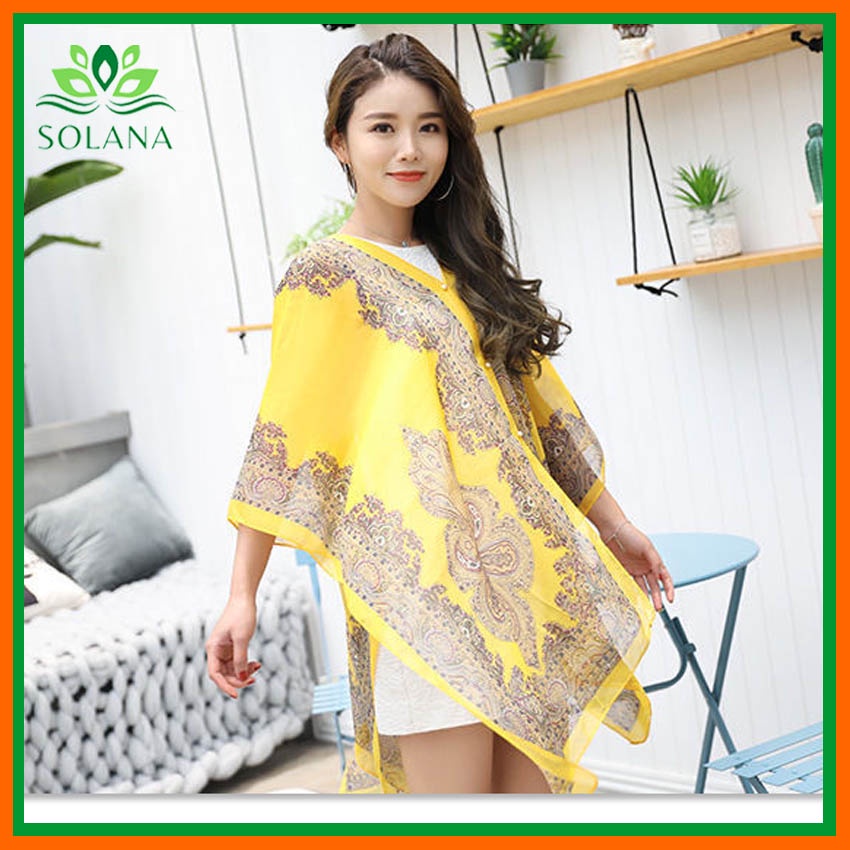 Áo Choàng Đi Biển, Chất Liệu Voan Siêu Đẹp, Hàng Quảng Châu Loại 1, Khăn Choàng., Phụ KIện Chụp Ảnh,  SOLAN