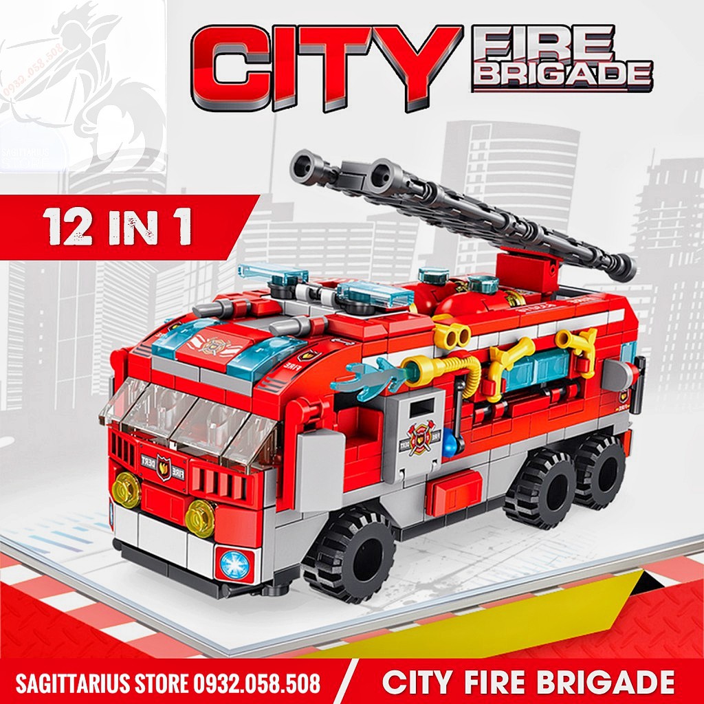 ( Có Sẵn )Lego Panlos 633016 Lắp Ráp Xe Cứu Hỏa 12 in 1 - City Fire Truck ( 561 Mảnh )..