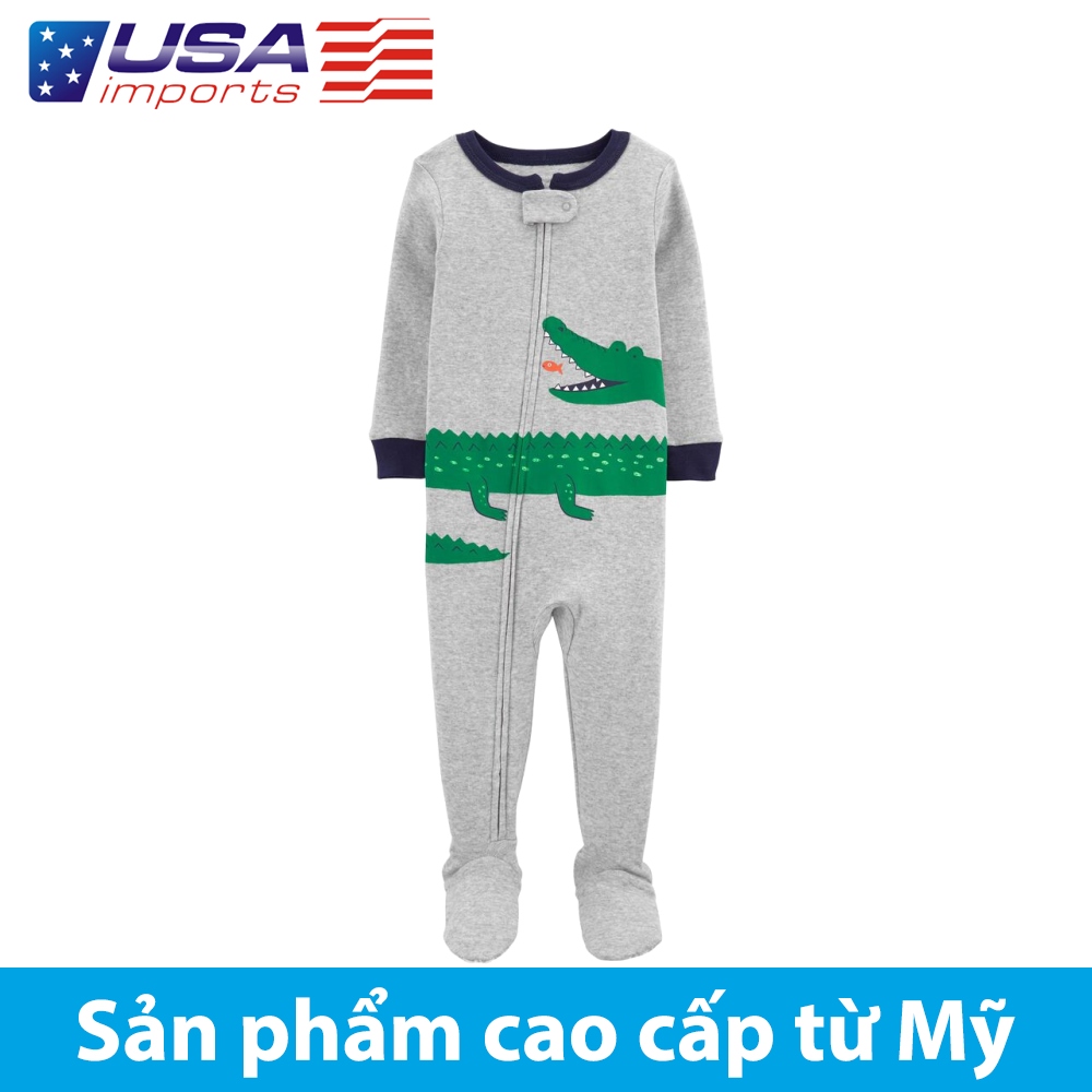 Đồ dài, đồ ngủ cotton phôm ôm xám cá sấu Car-tờ Auth Từ Mỹ (1K461911)