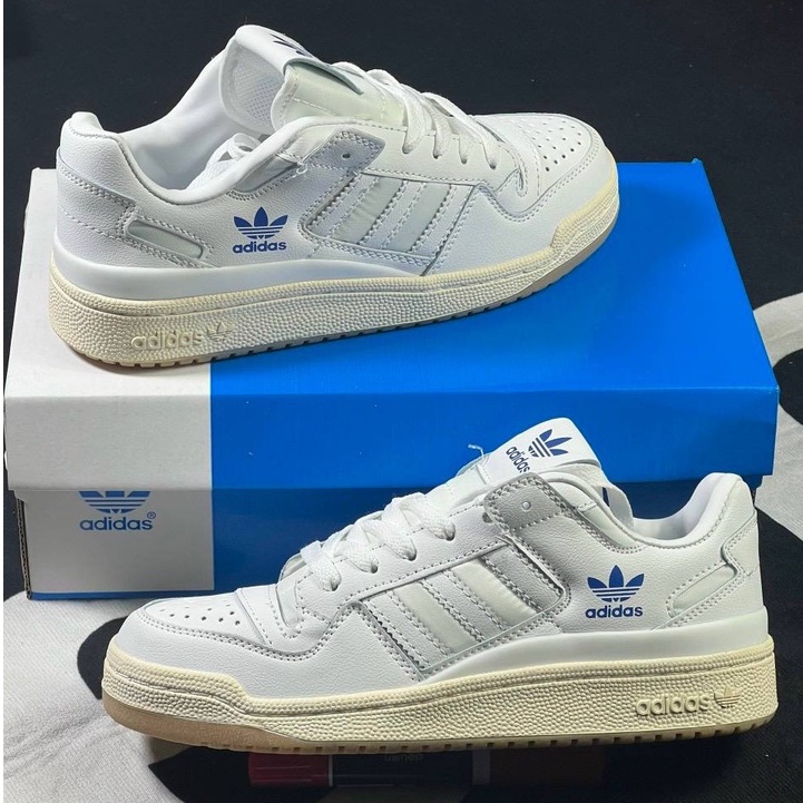 GIÀY ADI.DAS FORUM 84 LOW WHITE B.LUE TRẮNG XANH DA NHĂN SC [ FREESHIP + BOX ]