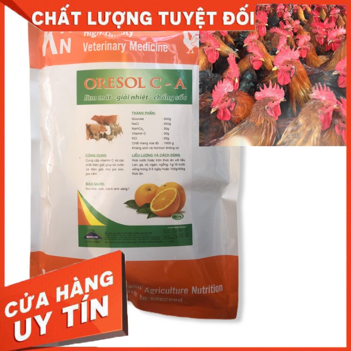 Điện giải chống nóng, giải nhiệt, chống sốc cho gia súc gia cầm gói 1kg