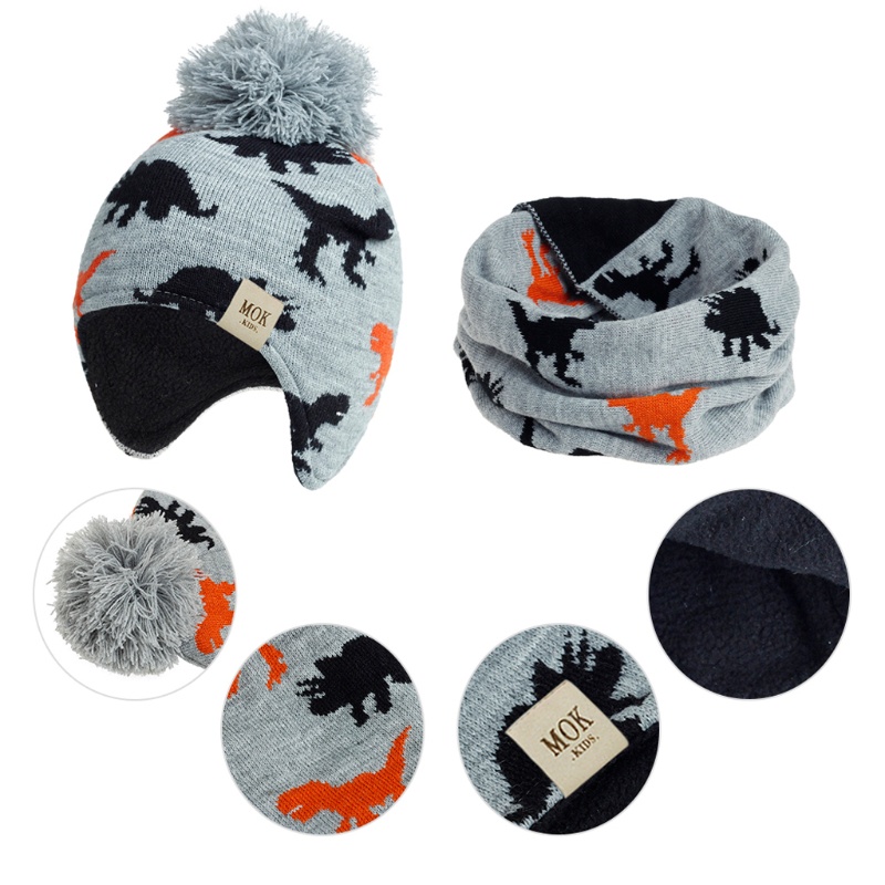 Mũ Trùm Đầu Kiêm Khăn Choàng Cổ Vải Lông Cừu Giữ Ấm Tai Thời Trang Mùa Đông Cho Bé Trai Và Gái