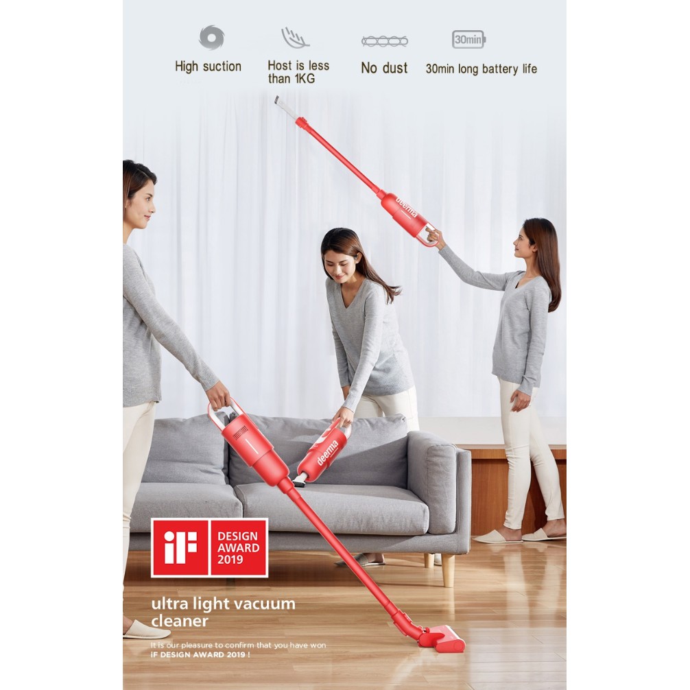 [Mã ELMS5 giảm 7% đơn 300K] (Tặng lọc dự phòng) Máy hút bụi không dây Deerma VC21 (Red Edition) | BigBuy360 - bigbuy360.vn