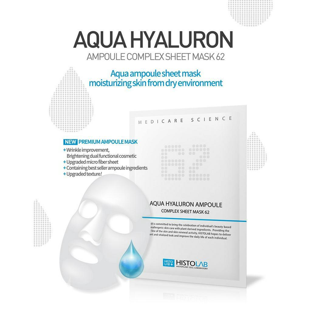 Mặt Nạ Giấy Cấp Ẩm HISTOLAB Aqua Hyaluron Ampoule Complex Sheet Mask 62 - Giúp Da Căng Bóng , Mịn Màng