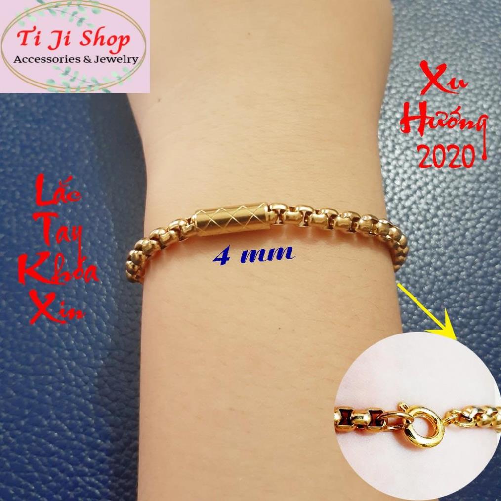 Lắc tay kiểu bông dừa 4 ly bọc khoanh khóa xịn cách điệu mạ vàng bền màu, siêu đẹp, siêu sang, chuẩn thời trang