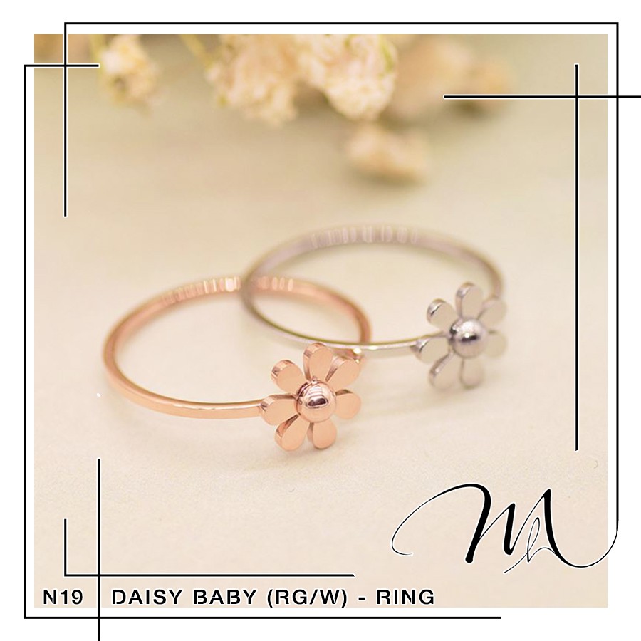 Nhẫn Titan nữ không gỉ hoa cúc họa mi xinh xắn - Măng’s House N19