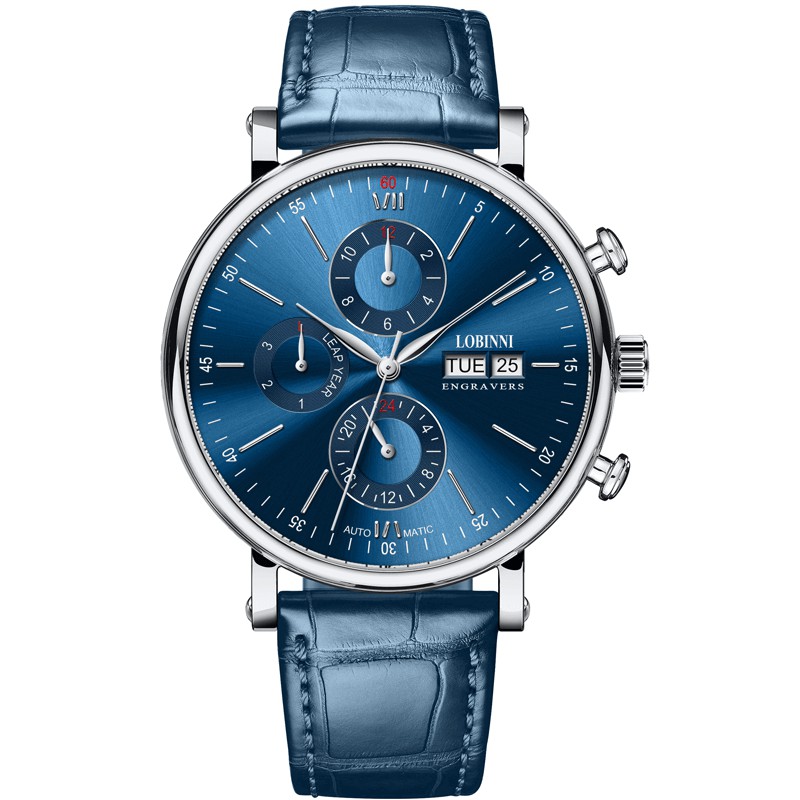 Đồng hồ nam chính hãng Lobinni L13019-3 Kính sapphire,chống xước,Chống nước 50m BH 24 tháng,Máy cơ(Automatic),dây da xịn