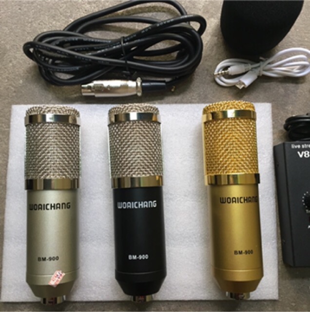 Combo thu âm 3 món thu âm mic BM900-Card HF5000 MAX AUTO TUN dây livestream bh 12 tháng
