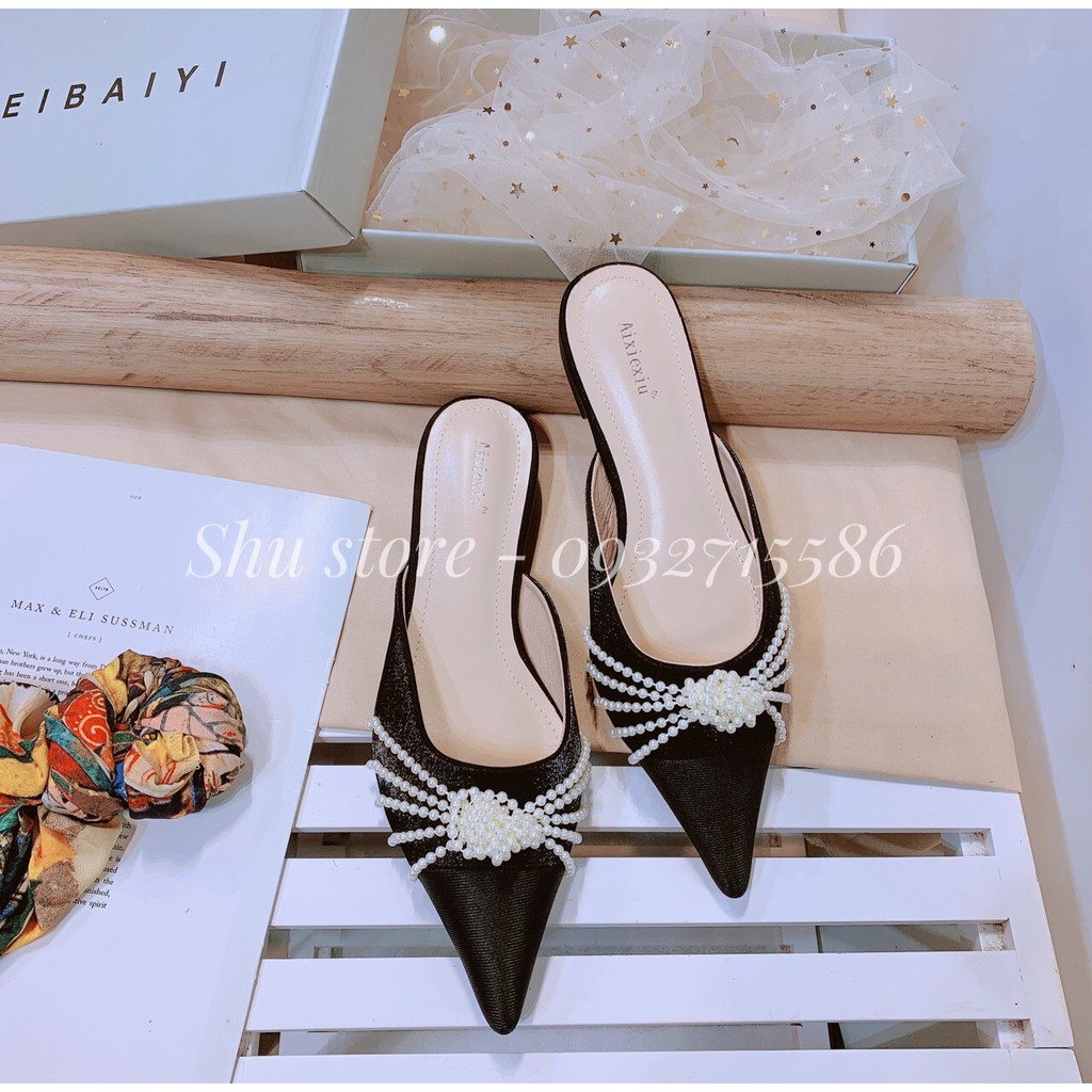 [Mã SHUSI10KN Giảm Thêm 10k] DÉP NỮ ĐỄ BỆT SHU STORE - DÉP SỤC NỮ THỜI TRANG BÍT MŨI NHỌN ĐÍNH NGỌC ĐẾ BỆT