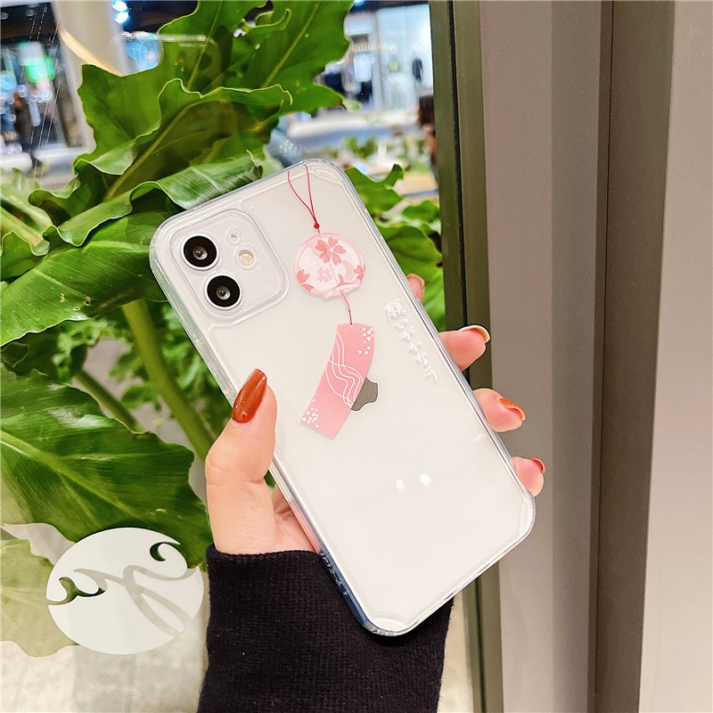 Ốp điện thoại TPU dẻo vuông chống sốc họa tiết chuông gió điều ước retro cho iPhone 12 11 Pro Max X XS Max XR 8 7 Plus