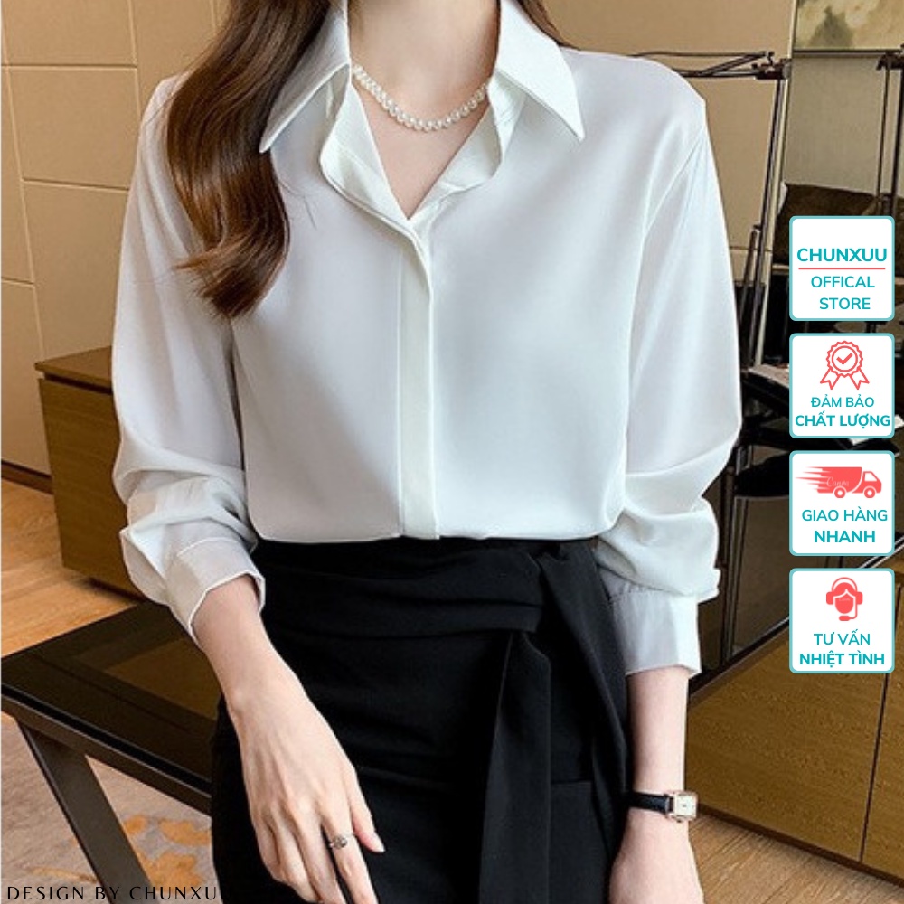 Áo Sơ Mi Trắng Nữ Tay Dài Cao Cấp, Áo Công Sở Hàn Quốc Đi Học Đi Làm Màu Trắng Hàng Thiết Kế SM01sp