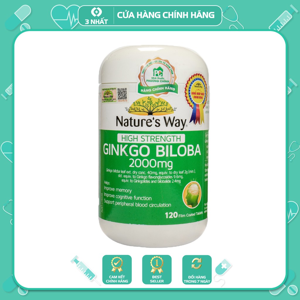 Viên Uống Bổ Não, Tăng Cường Trí Nhớ High Strength Ginkgo Biloba Nature's Way 2000mg
