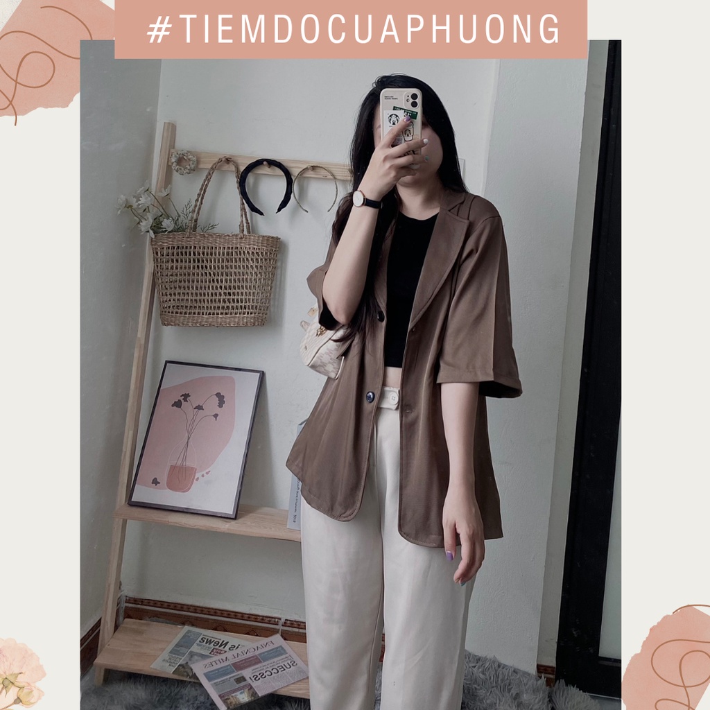 Áo blazer cộc tay, áo vest nữ một lớp phong cách Hàn Quốc, đồ công sở đi làm | BigBuy360 - bigbuy360.vn