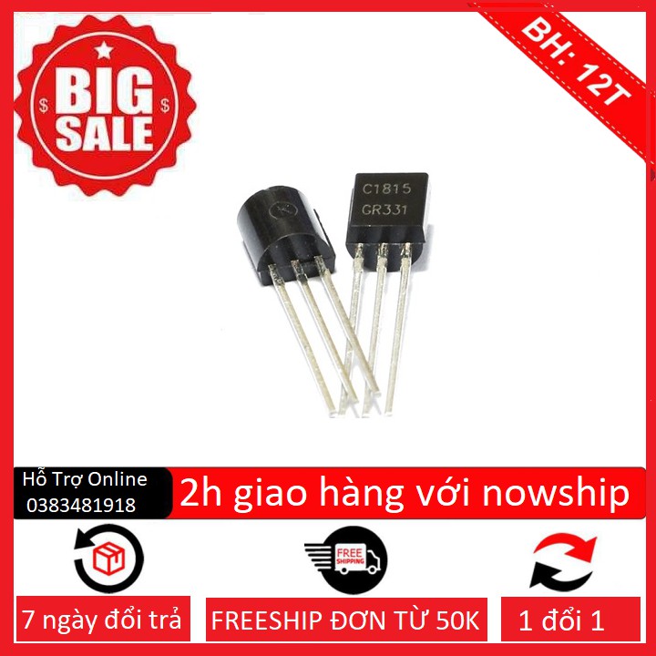 Combo 10 Transistor  NPN C1815 0.15A-50V( Chân cắm TO-92)-linhkiendientubk