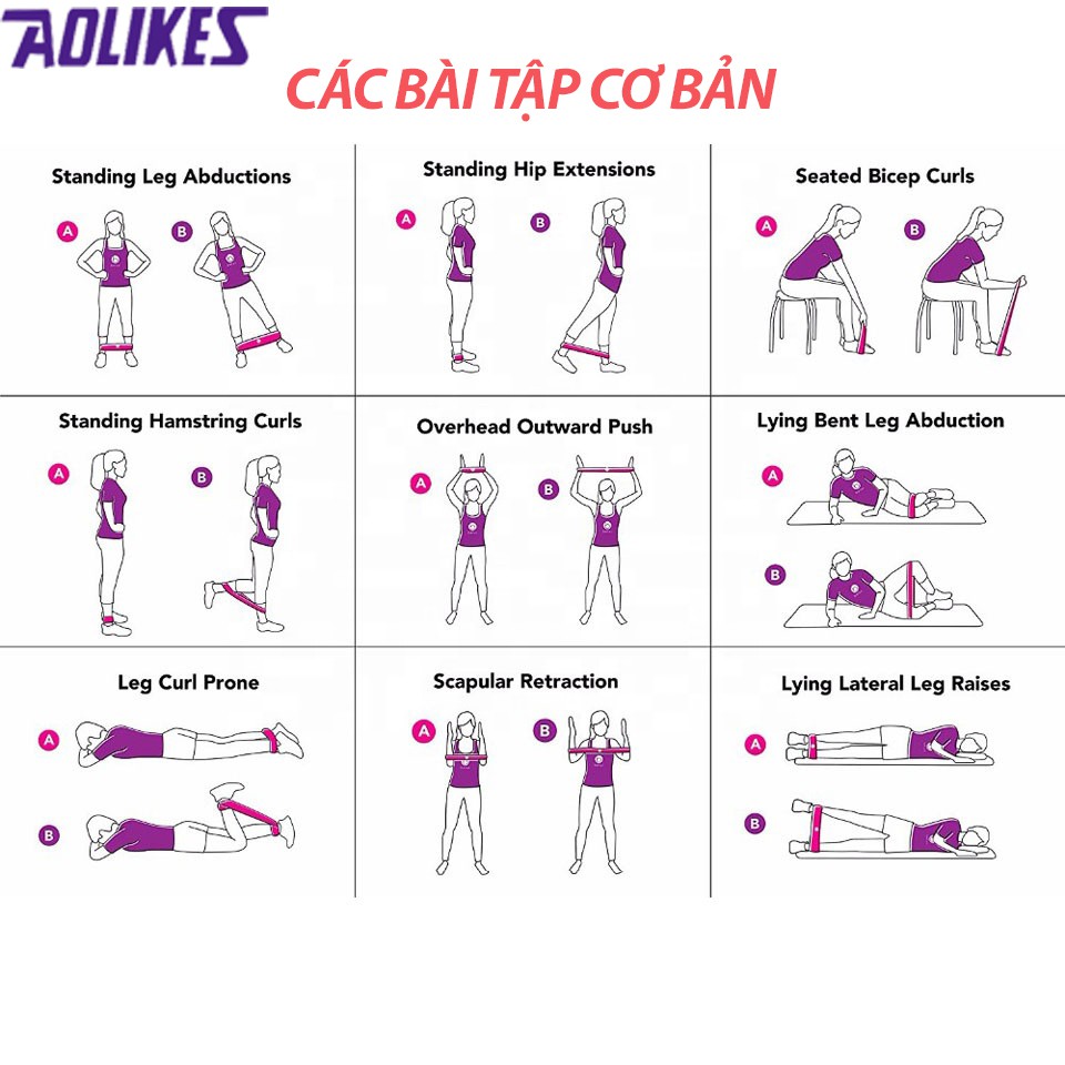 Dây Miniband tập mông Aolikes, Dây kháng lực miniband cao su tập Gym Heria Store A-3601